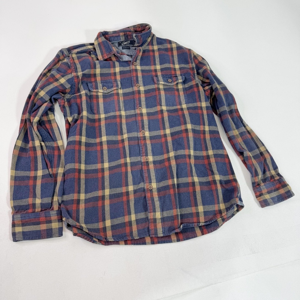 Grayers Clothiers Shirt Mens Medium Blue Red Plaid Flannel Button Down Casual